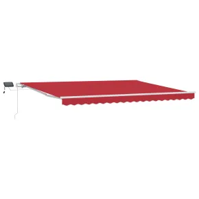 Marchiză Manuală Retractabilă cu LED Roșie 450x300 cm 2
