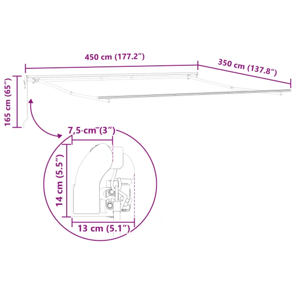 Markiză Automată Retractabilă Exterior 450x350 cm