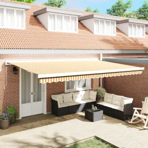 Marchiză Exterior Retractabilă 500x300 cm - Portocaliu Alb
