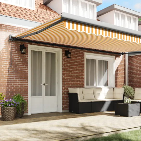 Marchiză Automată Exterior 5x3m - Portocaliu/Alb - Livrare Gratuită