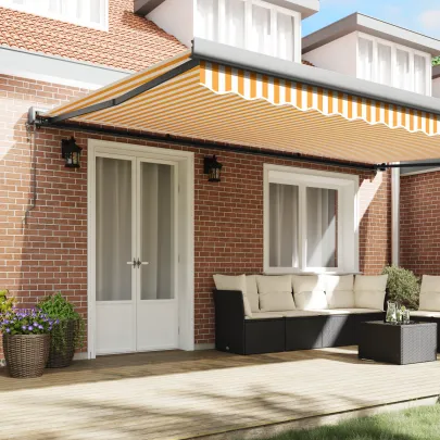 Marchiză Automată Exterior 5x3m - Portocaliu/Alb - Livrare Gratuită