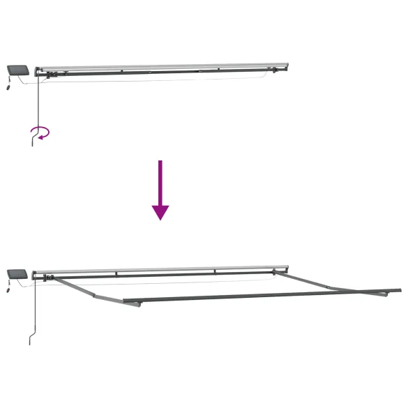 Marchiză LED retractabilă manuală pentru exterior - 5x3m