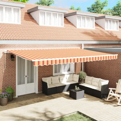 Marchiză retractabilă manuală exterior 500x300 cm - Galben-portocalie