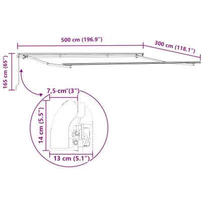 Marchiză Exterior Retractabilă Galben-Portocalie 500x300 cm