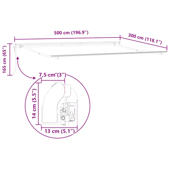 Marchiză Automată Retractabilă 5x3m Galben-Portocaliu | Livrare Gratuită