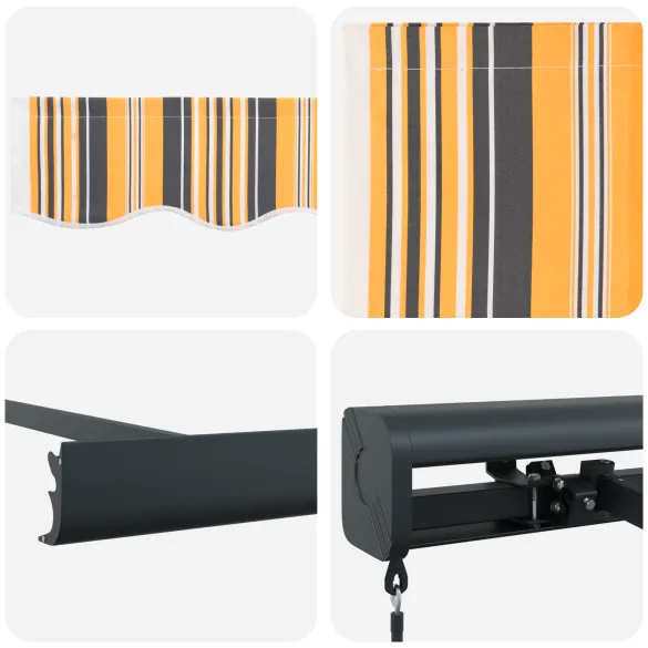 Marchiză Manuală Exterior 500x300 cm - Dungi Multicolore