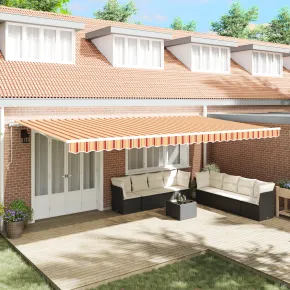 Marchiză Automată Retractabilă 6x3m Galben-Portocalie | Livrare Gratuită