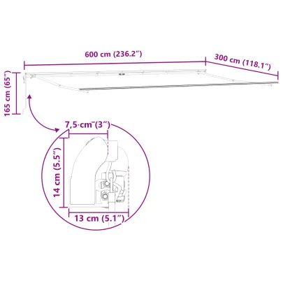 Marchiză automată retractabilă 6x3 m galben-portocalie