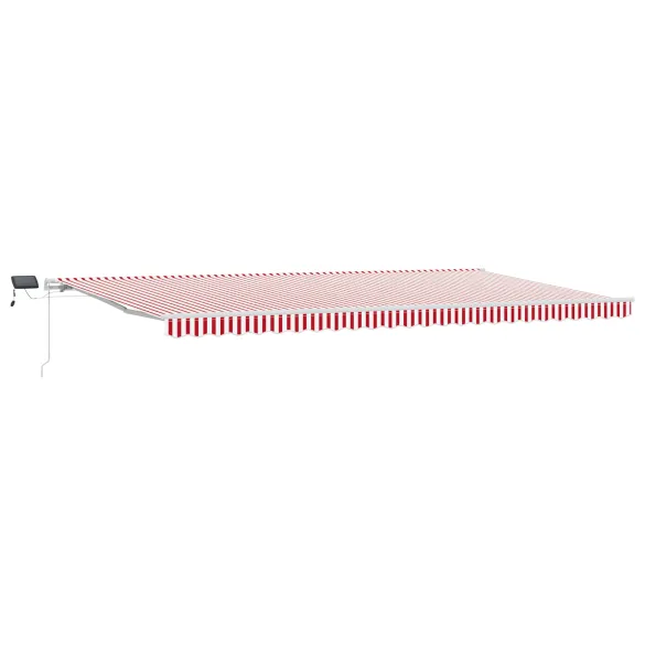 Marchiză Retractabilă cu LED 600x300cm - Dungi Roșii-Albe