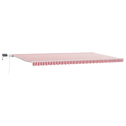 Marchiză Retractabilă cu LED 600x300cm - Dungi Roșii-Albe