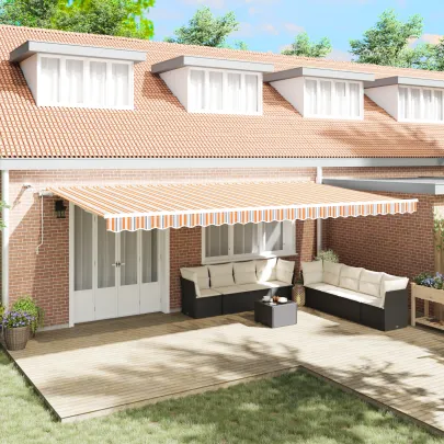 Marchiză Automată Retractabilă 600x300 cm - Dungi Multicolore
