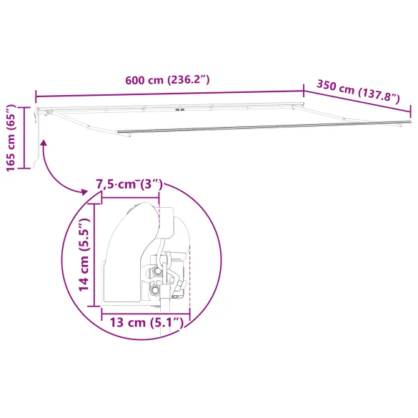 Marchiză Automată Exterior 600x350 cm Galben-Portocalie