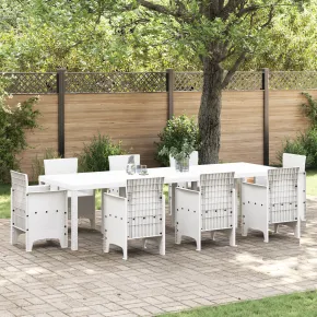 Masă Grădină Albă Poly Rattan 300x100 cm | Livrare Gratuită