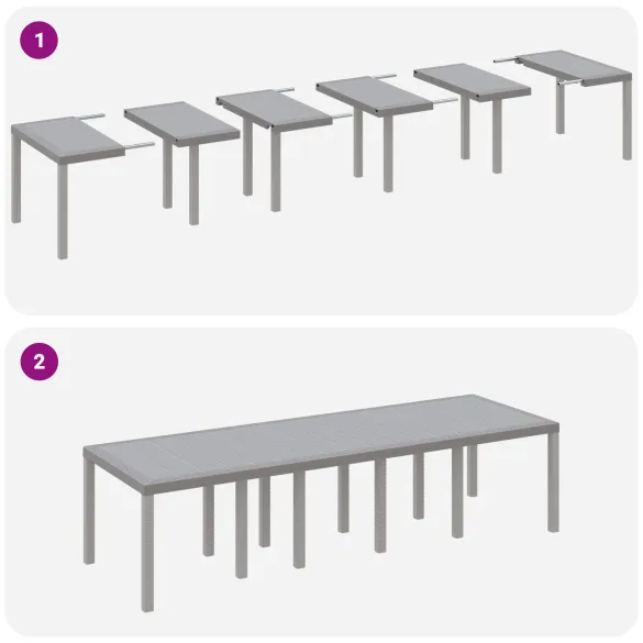 Masă Grădină Extensibilă Poly Rattan Gri | Livrare Gratuită