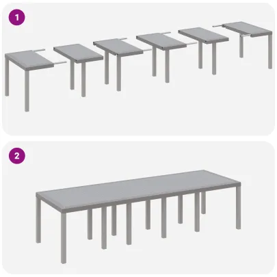 Masă Grădină Extensibilă Poly Rattan Gri | Livrare Gratuită