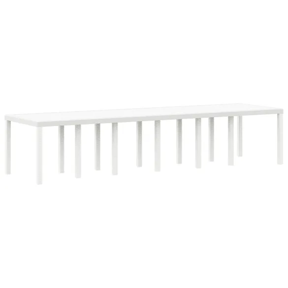 Masă Grădină Albă Poly Rattan Extensibilă 8 Persoane