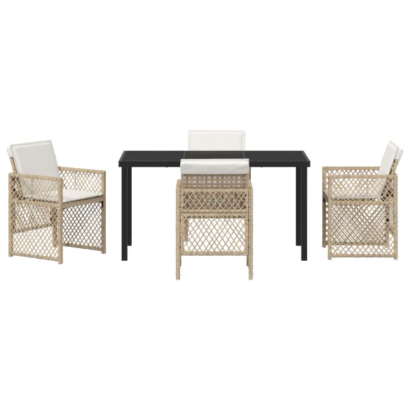 Set Dining Grădină Ratan Poliester - Livrare Gratuită