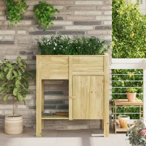 Grădină Răsădită cu Depozitare din Lemn de Pin