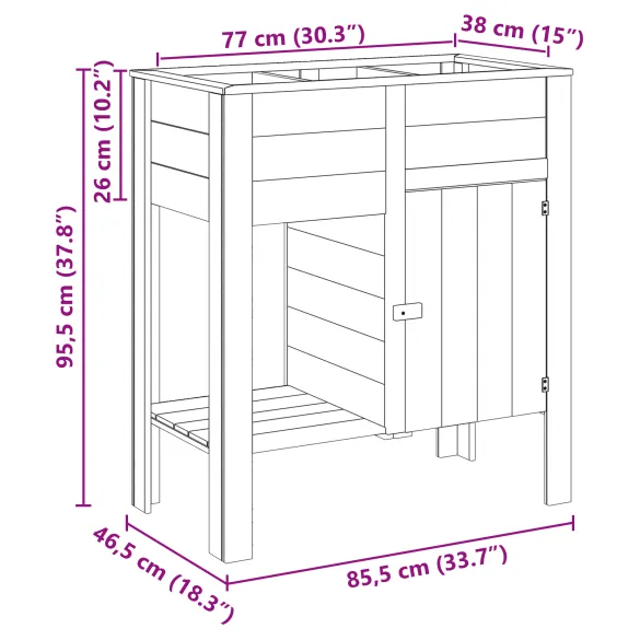 Grădină Răsădită cu Depozitare din Lemn de Pin