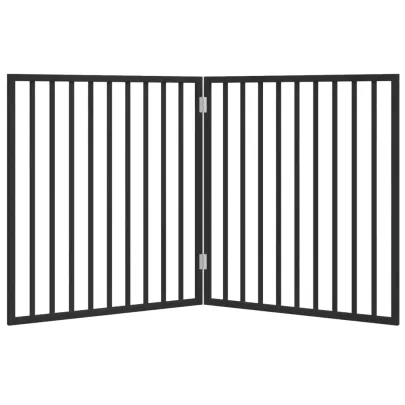 Poartă Pliabilă pentru Câini - Negru, 160 cm, Lemn de Plop