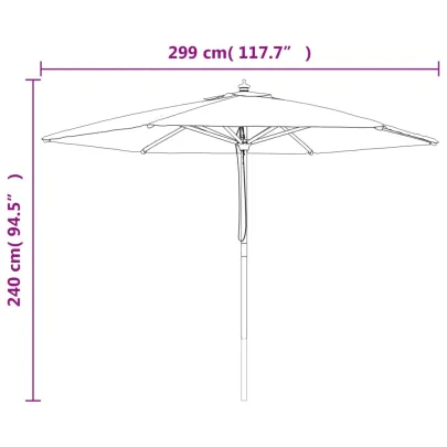 Umbrelă de grădină lemn albastru 300x240cm | Livrare gratuită
