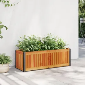 Jardinieră Grădină Lemn Acacia și Oțel - 80x30x27,5 cm