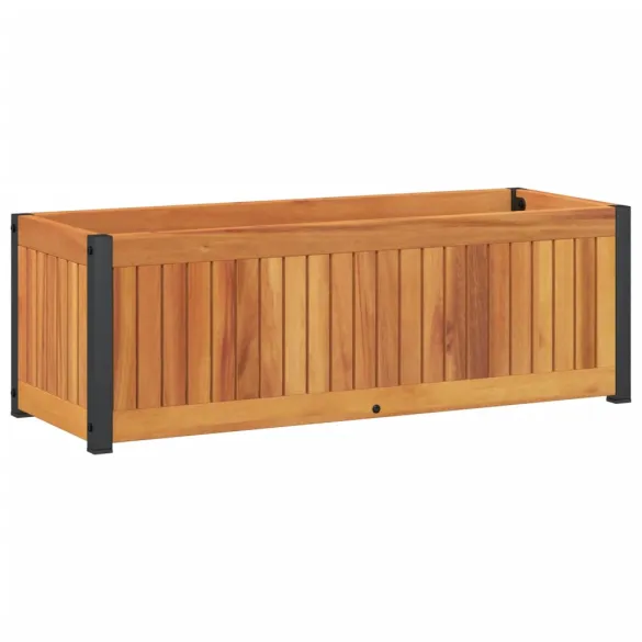 Jardinieră Grădină Lemn Acacia și Oțel - 80x30x27,5 cm