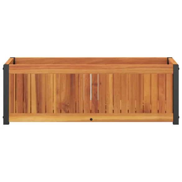 Jardinieră Grădină Lemn Acacia și Oțel - 80x30x27,5 cm