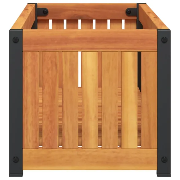 Jardinieră Grădină Lemn Acacia și Oțel - 80x30x27,5 cm