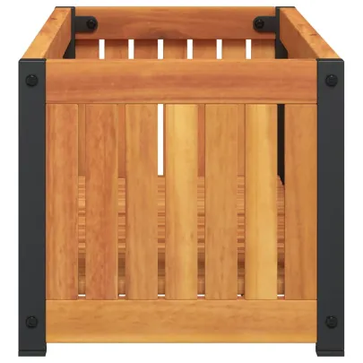 Jardinieră Grădină Lemn Acacia și Oțel - 80x30x27,5 cm