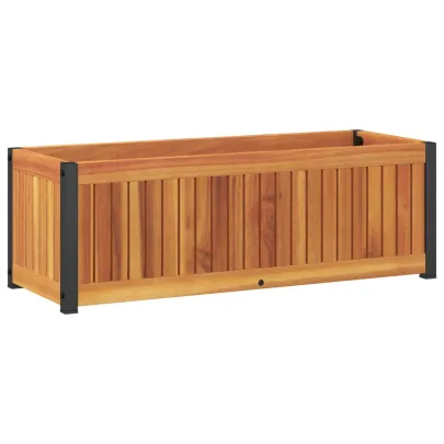 Jardinieră Grădină Lemn Acacia și Oțel - 80x30x27,5 cm