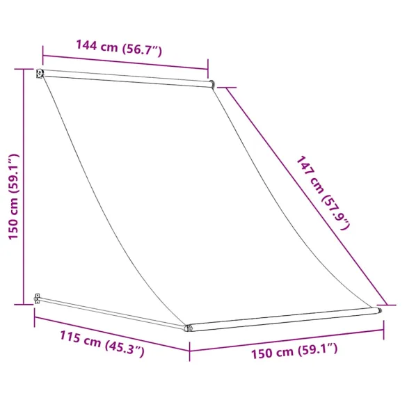 Copertină Retractabilă Antracit 150x150 cm - Țesătură și Oțel
