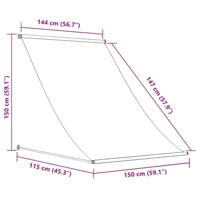 Copertină Retractabilă Antracit 150x150 cm - Țesătură și Oțel