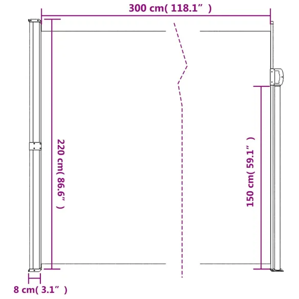 Copertină Laterală Retractabilă Bej 220x300 cm | Livrare Gratuită Copertină Laterală Retractabilă Bej 220x300 cm | Livrare Gratuită