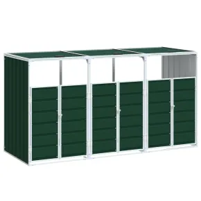 Depozit pubele cu roți triple - verde - 216x81x115 cm - oțel 2