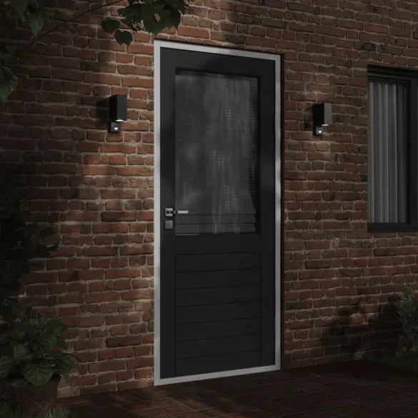 Lămpi Exterior cu Senzor Mișcare - 2 buc, Negru Aluminiu