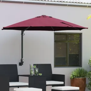 Umbrelă Terasă Bordo Poliester Mare | Livrare Gratuită