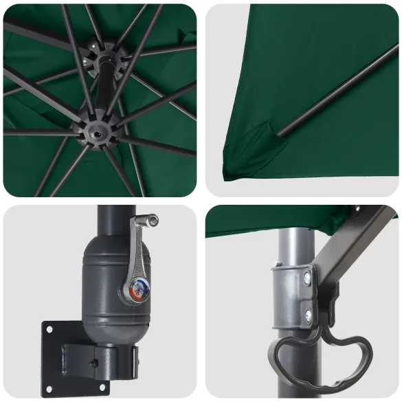 Umbrelă Terasă Verde 3x3m Pliabilă - Livrare Gratuită