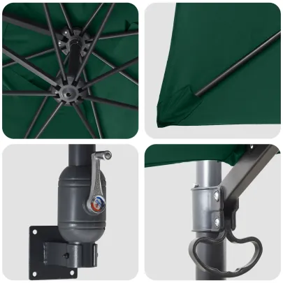 Umbrelă Terasă Verde 3x3m Pliabilă - Livrare Gratuită