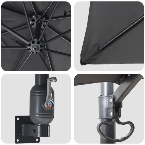 Umbrelă Exterior Antracit Poliester - Oțel Rezistent | Livrare Gratuită