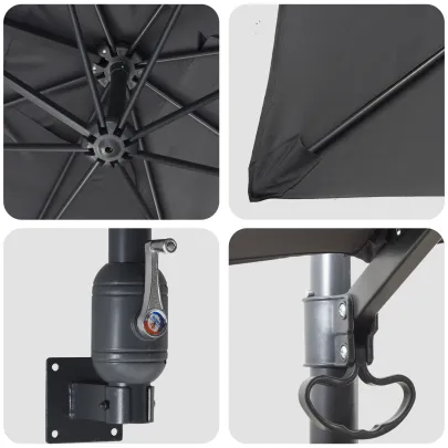 Umbrelă Exterior Antracit Poliester - Oțel Rezistent | Livrare Gratuită