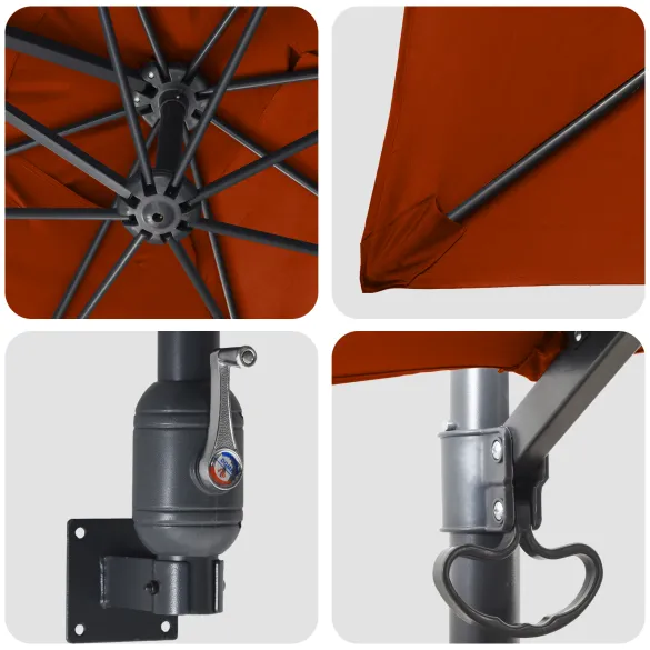 Umbrelă Cantilever Portocalie Arsă Poliester Mare Înclinabil