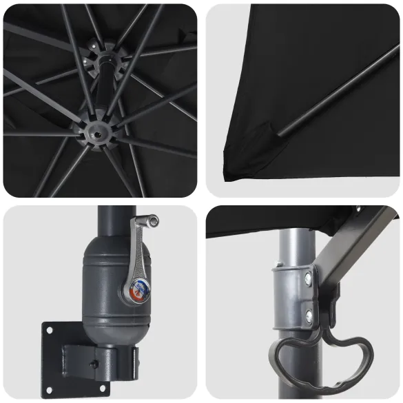 Umbrelă Terasă Mare Înclinabilă Negru - Livrare Gratuită