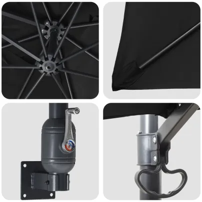 Umbrelă Terasă Mare Înclinabilă Negru - Livrare Gratuită