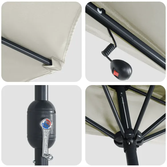 Parasol Grădină LED Solar 294x150 cm - Livrare Gratuită