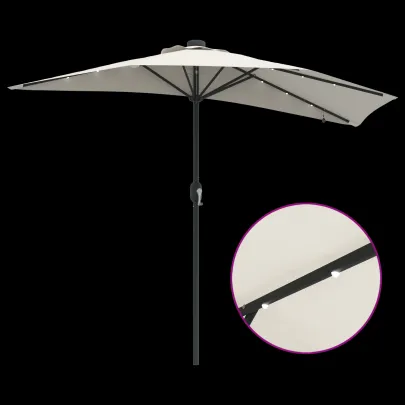 Parasol Grădină LED Solar 294x150 cm - Livrare Gratuită