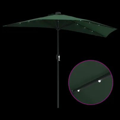 Parasol Grădină Verde cu LED Solar | Livrare Gratuită