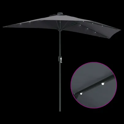 Parasol de Grădină Antracit cu Iluminare LED Solar