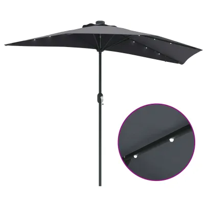 Parasol de Grădină Antracit cu Iluminare LED Solar