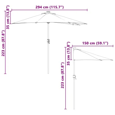 Parasol de Grădină Antracit cu Iluminare LED Solar
